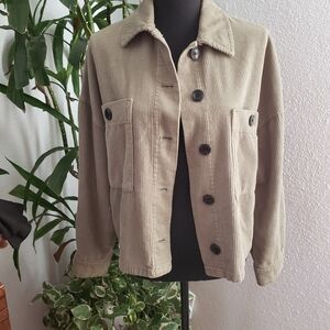 Zara Crop Corduroy Utility Jacket in Olive Green Size S